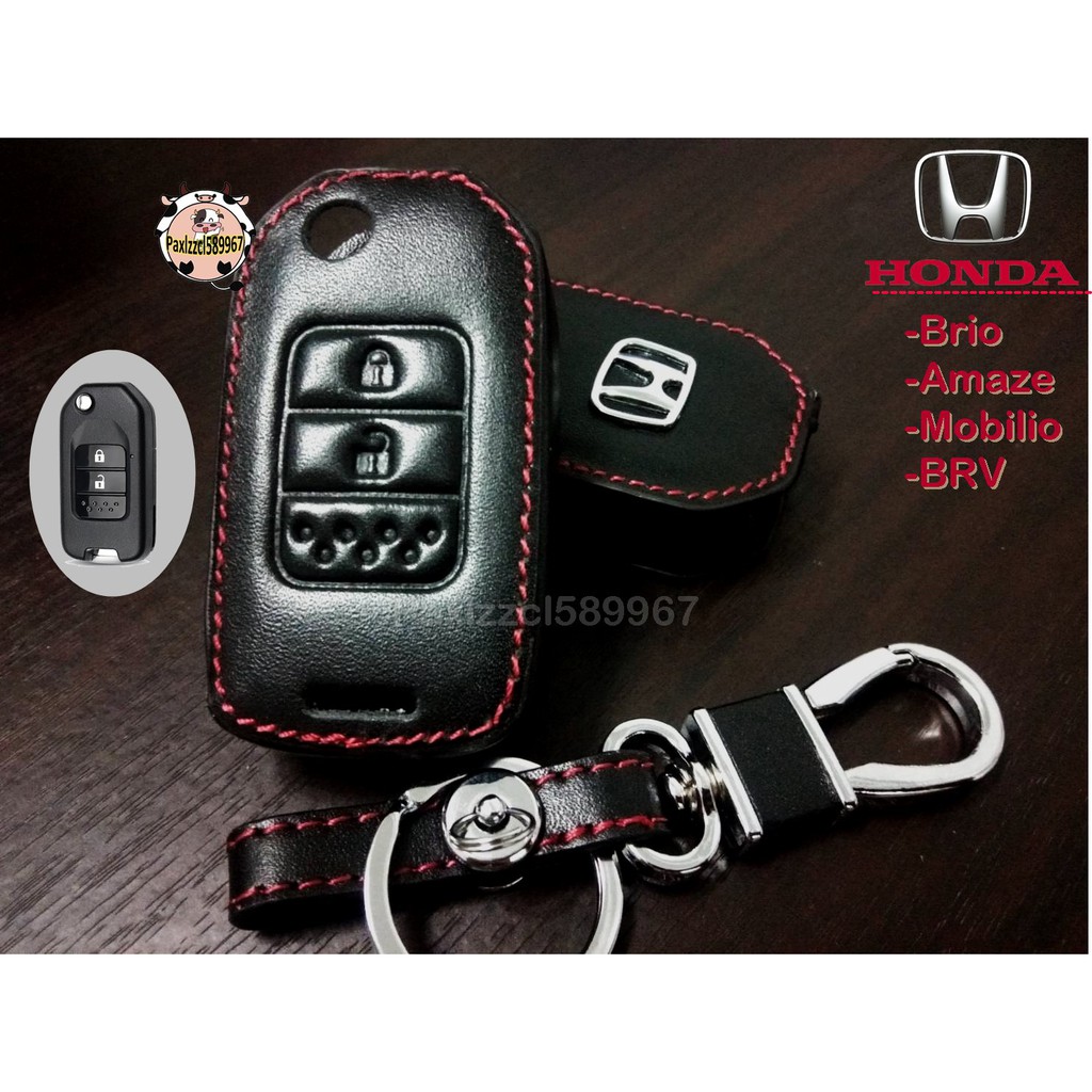 ซองกุญแจหนัง-กระเป๋าใส่กุญแจ-ซองกุญแจ-ฮอนด้า-honda-แบบพับ-2ปุ่ม-brio-amaze-mobilio-brv-2ปุ่ม-no-4