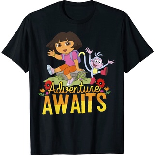 เสื้อยืดผ้าฝ้ายพิมพ์ลาย ไอเทมเด็ด!!เสื้อยืด พิมพ์ลาย Dora the Explorer Adventure Awaits Dora and Boots สําหรับครอบครัว ผ