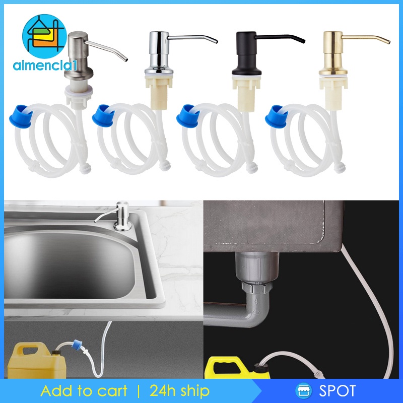 พร้อมสต็อก-almencla1-stainless-steel-sink-soap-dispenser-pump-head-w-extension-silicone-tube-silver