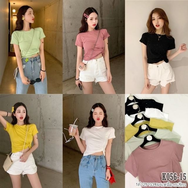 เสื้อคอกลมเเต่งเกรียว-ผ้าสลาฟผสมกริตเตอร์-ผ้านิ่มเด้ง