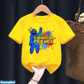ใหม่ YouTube เสื้อยืดแขนสั้น พิมพ์ลายการ์ตูนเกม Roblex Rainbow Friends สีเหลือง สําหรับเด็กผู้ชาย เด็กผู้หญิง วันเกิด