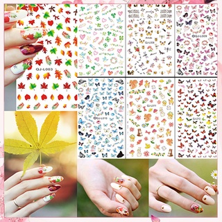 &lt;WholeSale&gt; Maple Leaf Flower Butterfly Manicure Nail Art Decal Stickers Tips Decoration