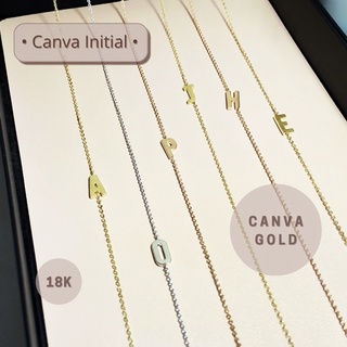 CANVA INITIAL สร้อยคอตัวอักษร สร้อยทองคำขาวแท้ 18K White Gold เลือกจี้ตัวอักษรได้ สร้อยคอสไตล์มินิมอล