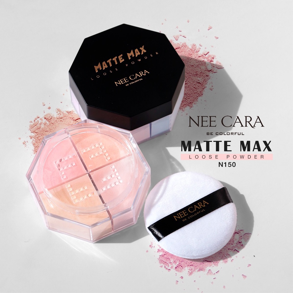 nee-cara-นีคาร่า-matte-max-loose-powder-n150-แป้งฝุ่นเนื้อบางเบา-สบายผิว-เพิ่มความเปร่งประกาย-อย่างเป็นธรรมชาติ