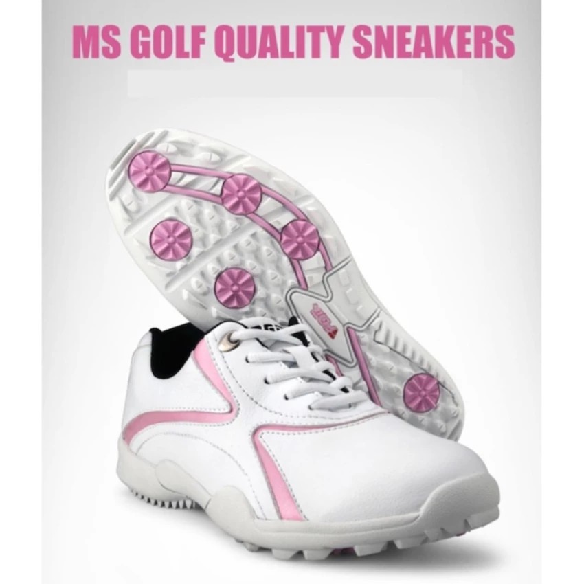 รองเท้ากอล์ฟ-pgm-ladies-fashion-golf-shoes-waterproof-white-pink-color-xz016-size-eu-35-eu-40