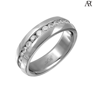 ANGELINO RUFOLO Ring ดีไซน์ Crystal Around แหวนผู้ชาย Stainless Steel 316L(สแตนเลสสตีล)คุณภาพเยี่ยม สีเงิน