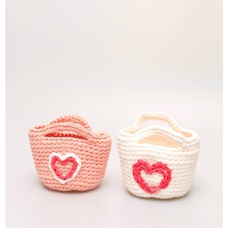 กระเป๋าถัก Mini Cheche (เชเช) ปักลาย หัวใจ Mini heart Knited bag น่ารักมาก &gt;&lt;