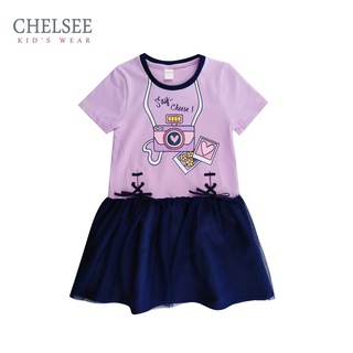 Chelsee ชุดกระโปรงตาข่ายมีซับใน เด็กผู้หญิง ลายกล้อง รุ่น 237775 ผ้าCotton 100% อายุ 2-9ปี เสื้อผ้าเด็ก แฟชั่นเด็ก เดรสเ