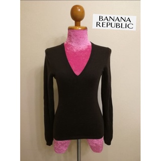 Banana republic Brand_2nd hand สเวตเตอร์ผู้หญิงแขนยาวผ้าท่อขนแกะ 💯%/ Size S/ Made in Hong Kong แท้มือสองกระสอบนำเข้า​