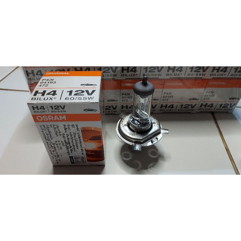 หลอดไฟหน้าh4-12v60-55w-p43t-64193osramแท้