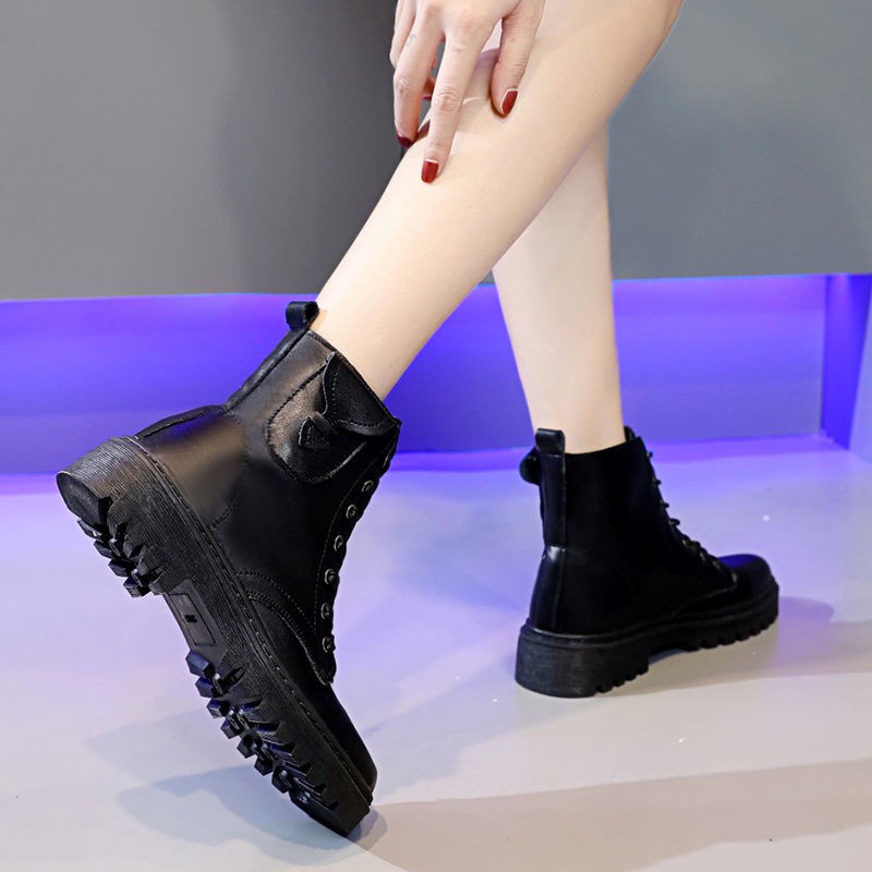 ready-stock-net-red-2020-ใหม่รองเท้ามาร์ตินสไตล์อังกฤษนักเรียนหญิงรุ่นเกาหลีส้นหนาส้นหนาสีดำรองเท้าบูทผู้หญิง