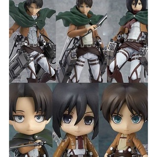 ฟิกเกอร์ อนิเมะผ่าพิภพไททัน Eren Mikasa and Levi Figma 213# 203# Nendoroid 390# โมเดล Pvc ของเล่น ของขวัญวันเกิด