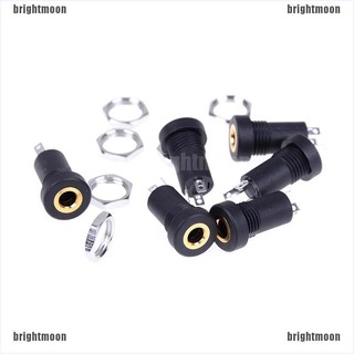 brightmoon 3 . 5 มม. อะแดปเตอร์ซ็อกเก็ตแจ็คเสียงสเตอริโอ 3 pole สีดําพร้อมน็อต 2 ชิ้น