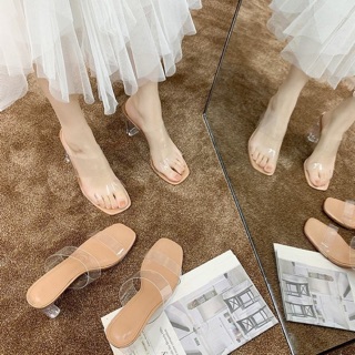 ภาพหน้าปกสินค้ารองเท้าผู้หญิง รองเท้าแตะส้นสูง สีสายใส่สบาย^•^ SH016 ที่เกี่ยวข้อง