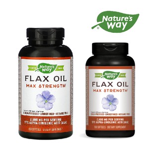 พร้อมส่ง  Natures Way, Flax Oil, Max Strength, 2,600 mg.