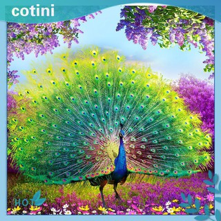 Cotini Diy ภาพจิตรกรรมปักครอสติสลายนกยูงติดประดับเพชรสําหรับติดตกแต่งบ้าน