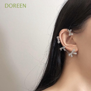 Doreen ต่างหูตะขอโลหะประดับโบว์หรูหราสไตล์เกาหลีสําหรับผู้หญิง