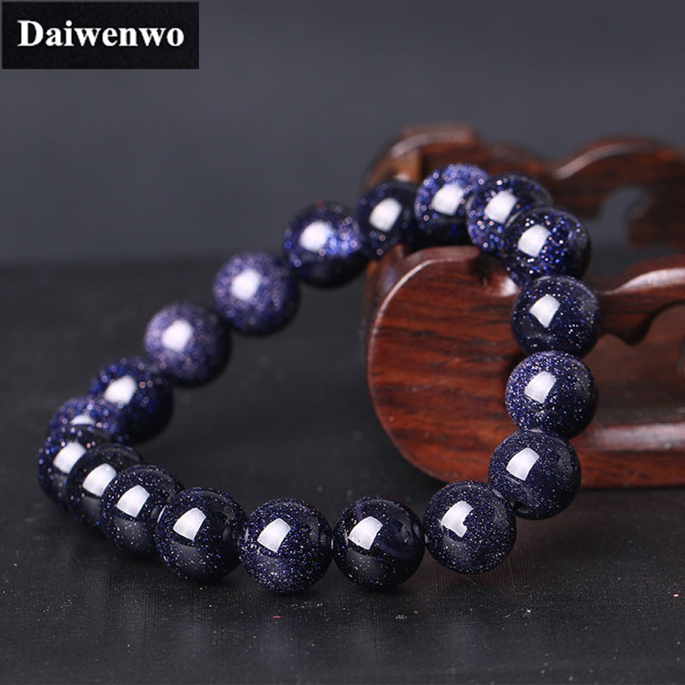 ภาพหน้าปกสินค้าBlue Sand Stone Bracelet ธรรมชาติสร้อยข้อมือหินทรายสีฟ้าลูกปัด 6-12mm มิลลิเมตร DIY สำหรับผู้ชายผู้หญิงกำไลข้อมือเดียว