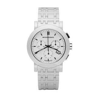Burberry Womens BU1770 Ceramic White Chronograph Dial Watch