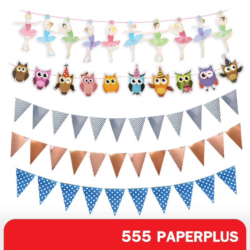 555paperplus-ซื้อใน-live-ลด-50-ธงราว-gd135-ธงตกแต่ง-ชุดจัดงานปาร์ตี้-ธงสามเหลี่ยม-ธงราวกระดาษ