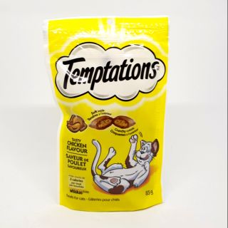 Whiskas Temptations ขนมแมว วิสกัส เทมเทชั่นส์ รสเทสตี้ไก่ 85 กรัม temptation