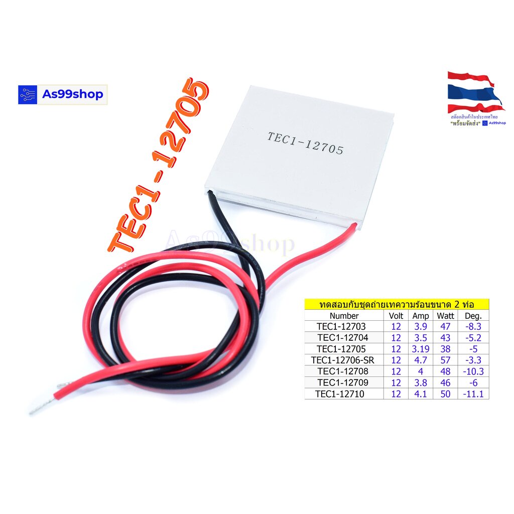 ราคาและรีวิวTEC1-12705 12V Peltier Refrigeration Plate(แผ่นร้อน-เย็น) แผ่นเพลเทียร์