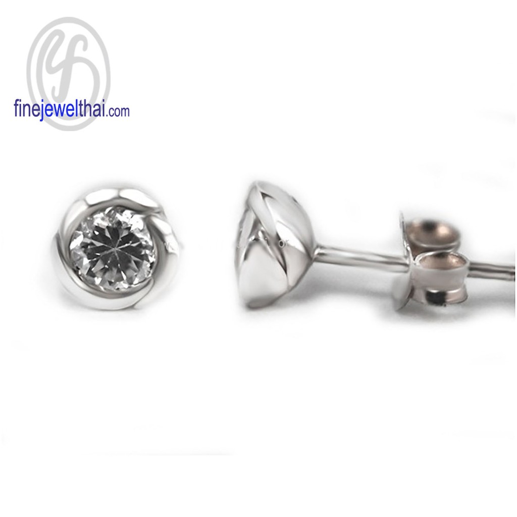 finejewelthai-ต่างหู-ต่างหูเพชร-ต่างหูเงิน-เพชรสังเคราะห์-เงินแท้925-diamond-cz-silver-earring-e1054cz