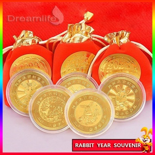 【6 แบบ】ชุดกระเป๋าเหรียญฟอยล์ รูปกระต่ายนําโชค สีทอง ของขวัญปีใหม่ 2023