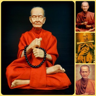 สมเด็จพระพุฒาจารย์โต พรหมรังษี (หน้าตัก5นิ้ว สูง18ซม.)งานไฟเบอร์หุ่นขี้ผึ้ง ห่มจีวรติดผมจริง