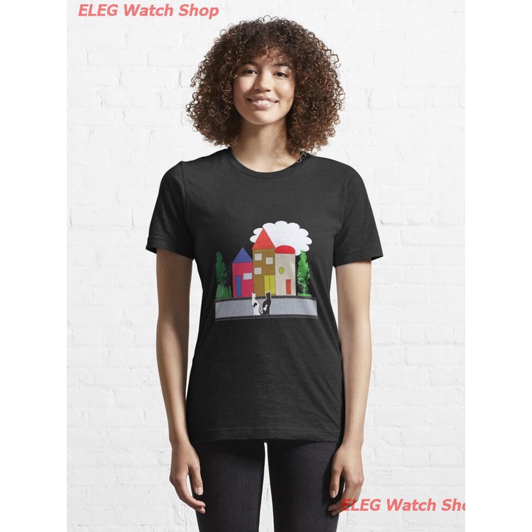 แมวข้างถนน-ผู้ใหญ่-black-and-white-cats-street-view-essential-t-shirt-discount-รถถัง