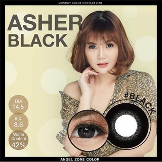 คอนแทคเลนส์ Angelzone Color รุ่น Asher Black สีดำ (รายเดือน) ตาโต