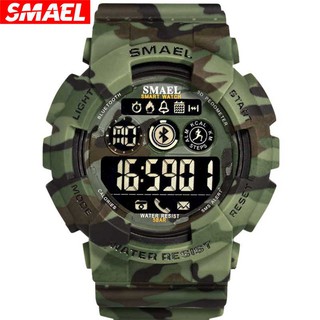 สินค้า SMAEL นาฬิกาสปอร์ต สำหรับผู้ชายแบบดิจิตอลนาฬิกาบลูทูธโครโนกราฟลายพรางทหาร LED นาฬิกาผู้ชาย 8013