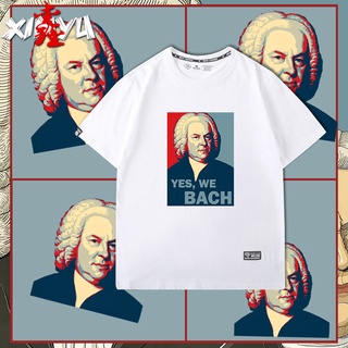 【🔥🔥】พ่อของเพลงตะวันตกเสื้อยืดชาย ins แนวโน้ม vibrato นักดนตรี JS Bach ฮาราจูกุพอร์ตสไตล์ผู้ชายแขนสั้นเสื้อยืด