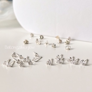 ต่างหูก้านเงินแท้รูปหัวใจ/ตุ้มหูหัวใจ/ต่างหูเงินแท้/earrings heart (baitong.silverjew)