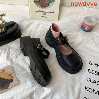 ภาพขนาดย่อของสินค้ารองเท้านักเรียน Mary Jane รองเท้าหนังญี่ปุ่นขนาดเล็กย้อนยุคอังกฤษแพลตฟอร์มรองเท้าหนังขนาดเล็กขนาดรองเท้า+1