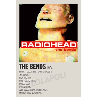 สินค้า โปสเตอร์ มันวาว พิมพ์ด้านเดียว ขนาด A5 14.8 ซม. x 21 ซม. รูปปกอัลบั้ม The Bends by Radio Head