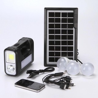 SOLAR LIGHTING SYSTEM GDPLUS รุ่น GD-8017 ชาร์จไฟด้วยไฟบ้าน/USB หรือพลังงานแสงอาทิตย์ผ่านแผงโซลาร์เซลล์ เข้าตัวเก็บไฟ