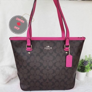 💕 ZIP TOP TOTE IN SIGNATURE COATED CANVAS COACH F23867