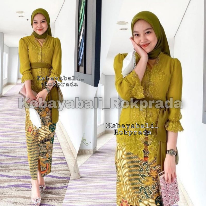 Bali KEBAYA EMBROIDERED BALLOON HAND MODEL HIJAB SET | Shopee Thailand