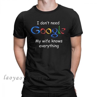 เสื้อยืดโอเวอร์ไซส์Lyzh เสื้อยืด โอเวอร์ไซซ์ พิมพ์ลาย I Dont Need Google My Wife Knows Everything Funny สําหรับผู้ชายS-