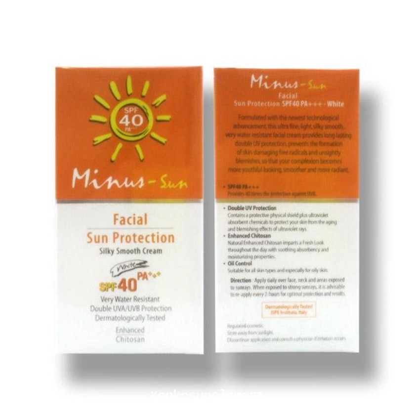 Minus-Sun Facial Sun Protection Silky Smooth Cream SPF40 PA+++สีขาว ...