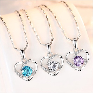 s999 Diamond heart สร้อยคอเงินแท้  จี้เป็นเงินแท้ 99.9% ประดับด้วย Cubic Zirconia (CZ)