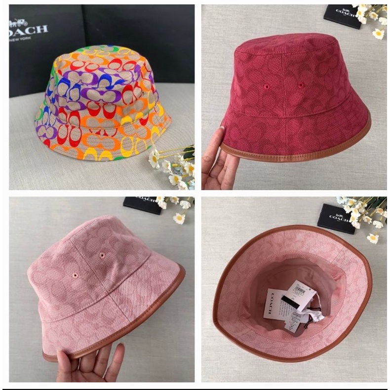 แท้-พร้อมส่ง-หมวก-coach-rainbow-signature-bucket-hat-ขนาด-56-cm-style-no-c9122