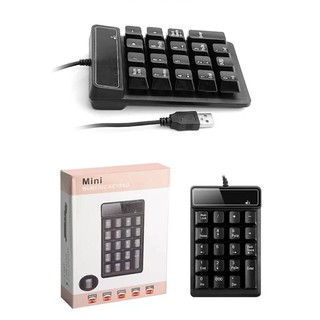 USB Wired Numeric Keypad Mechanical Feel Number Pad Keyboard 19 Keys Water-proof for Laptop Desktop PC Notebook Black