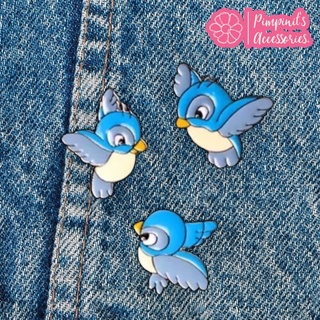 ภาพขนาดย่อสินค้าพร้อมส่ง :  เข็มกลัดเซ็ทเจ้านกน้อยสีฟ้าสามตัว  Three Little Blue Bird Enamel Brooch Pin Set.