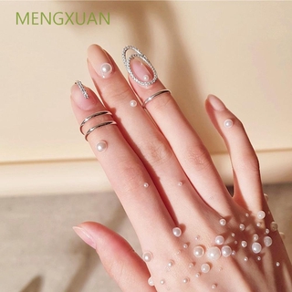 สินค้า MENGXUAN Fashion Nail Ring Charm Fingertip Protective Cover Finger Ring Trendy Metal Line Hollow Rhinestone Lady Crystal Jewelry/Multicolor
