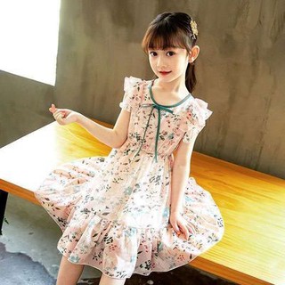 💘สไตล์ใหม่ ชุดเดรสเด็กผู้หญิง 2021 ฤดูร้อนใหม่เสื้อผ้าเด็กเด็กชุดเจ้าหญิงชีฟองสาวกระโปรงลายดอกไม้สไตล์เกาหลี
