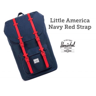 (ของแท้ 100%) Herschel  Little America Navy Blue &amp; Red Rubber 25L Backpack