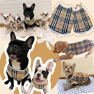 🐶พร้อมส่ง🐶เสื้อหมา เสื้อแมว เสื้อกล้ามหมาแมวลายสก๊อตครีมเท่ๆ เสื้อกล้ามสุนัขและแมวลายตาราง เสื้อผ้าสัตว์เลี้ยง