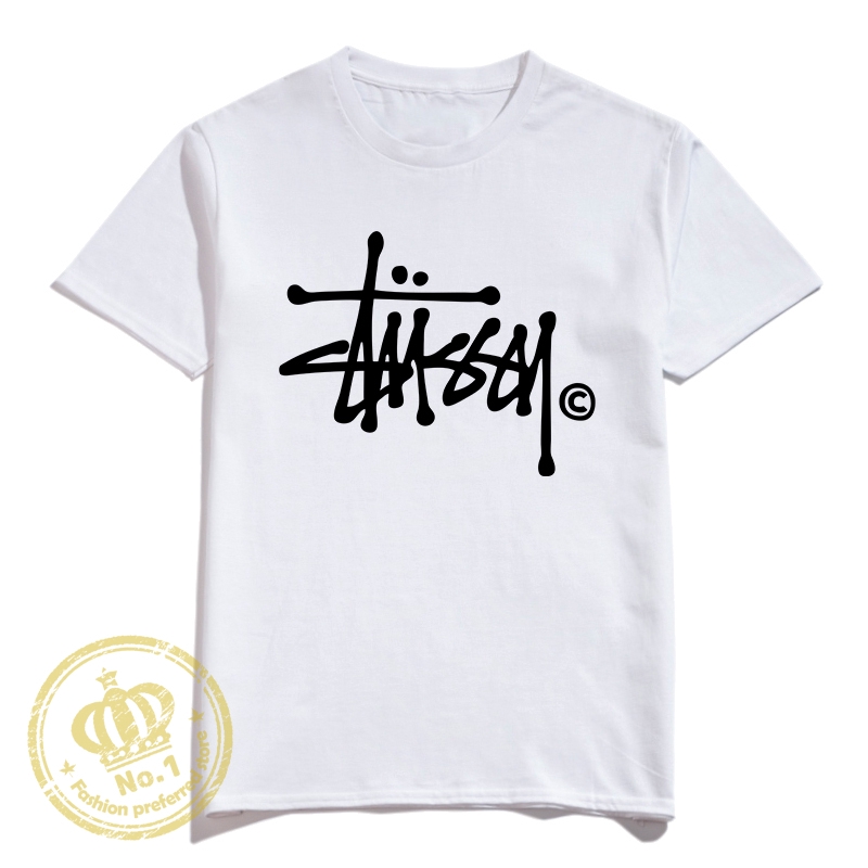 เสื้อยืดอินเทรนด์ผู้ชายอินเทรนด์ผู้หญิงstussy-เสื้อยืดลําลองสําหรับ-unisex-คอก-ลมแขนสั้นขนาดพลัสs-3xl